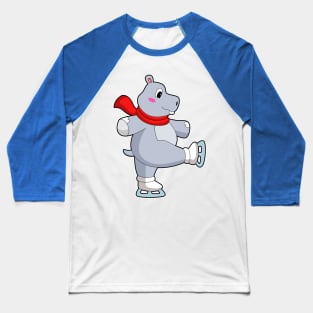 Hippo Ice skating Ice skates Baseball T-Shirt